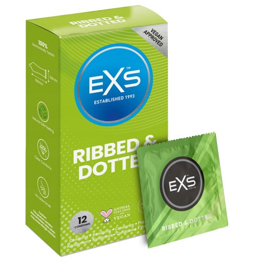 EXS Rebrované bodkované kondómy 12 rebier
