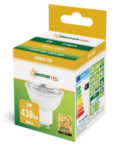 LED žiarovka s GU10 šošovkou 6W 430lm uhol vyžarovania 10 stupňov, neutrálna biela