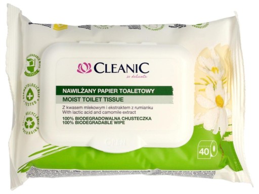 Cleanic Vlhčený toaletný papier s výťažkom z harmančeka, 1 balenie - 40 ks