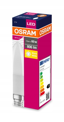LED žiarovka 7W=60W E14 Osram sviečka 2700K teplá
