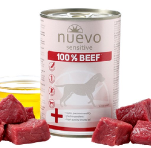 NUEVO SENSITIVE Hovädzie 100% vlhké krmivo pre psov 400g s hovädzím mäsom