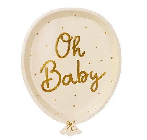 Papierové taniere s balónikmi, Oh Baby - 6 ks.
