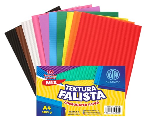 Sada z vlnitej lepenky A4 10 mix farieb - Astra