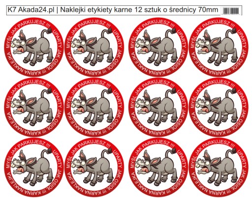 Veľké nálepky s pokutou za parkovanie, priemer 7 cm, 12 ks