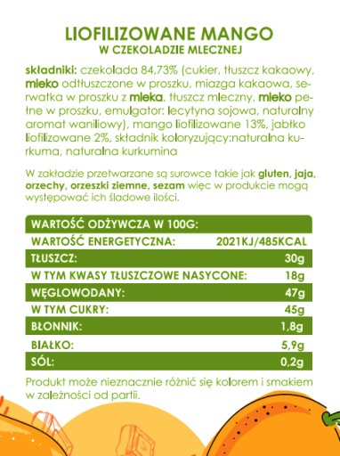 FORMELO MRAZOM SUŠENÉ MANGO V MLIEČNEJ ČOKOLÁDE 110G NÁDOBA