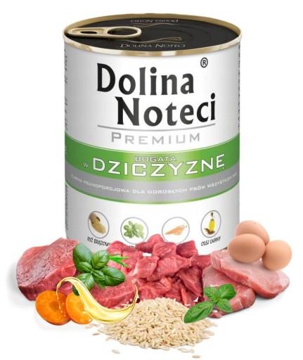 DOLINA NOTECI PREMIUM vlhké krmivo pre psov bohaté na zverinu 800g konzerva