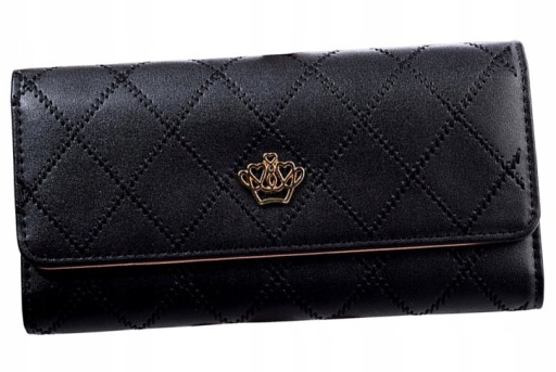 Dámska peňaženka Elegantné kožené zapínanie VEĽKÁ čierna CLASSIC kabelka