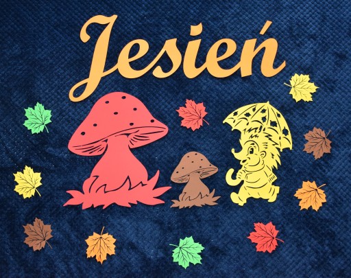 jeseň Hríby lístie výzdoba okenná škola