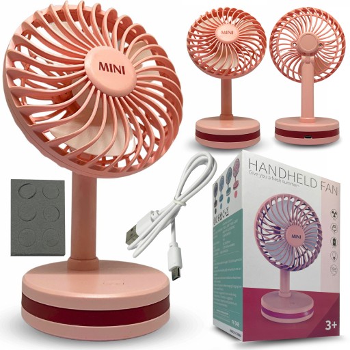 VÝKONNÝ VENTILÁTOR STOLOVÝ VENTILÁTOR STOJACÍ SÚPRAVA USB MINI RUŽOVÁ