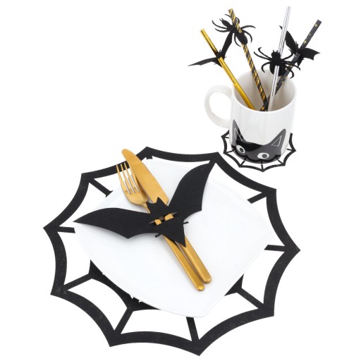 Halloweenske stolové dekorácie podložky pod hrnčeky