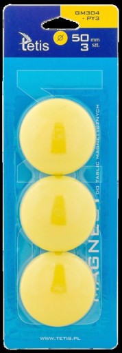 ŽLTÉ MAGNETY S HLADKOU DOSKOU GM304-PY3 TETIS 50MM BLISTER 3 KUS