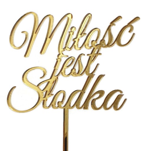 Topper nápis Love is sweet gold gold mirror