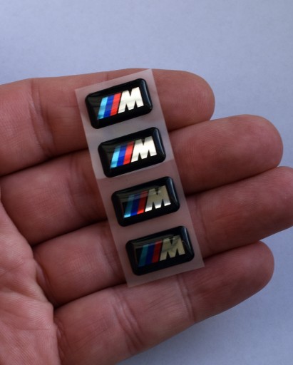 1x chrómová nálepka BMW M-Power 3D logo na ráfikoch, volant, kokpit 18x10 mm