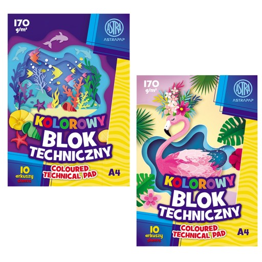 Astra TECHNICKÝ ŠKOLSKÝ BLOK, FAREBNÝ, A4, 10 listov, 170g