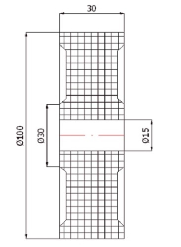 Rovný plastový valček bez ložísk, priemer 100 mm, priemer 15