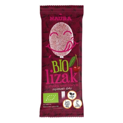 NAURA Bio lízanka v prášku, príchuť čerešňa, BIO, 1 kus