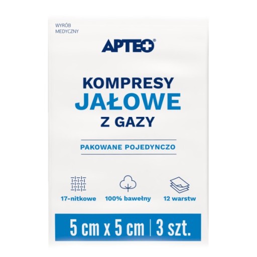 Sterilné gázové obklady 5 cm x 5 cm APTEO 3 kusy