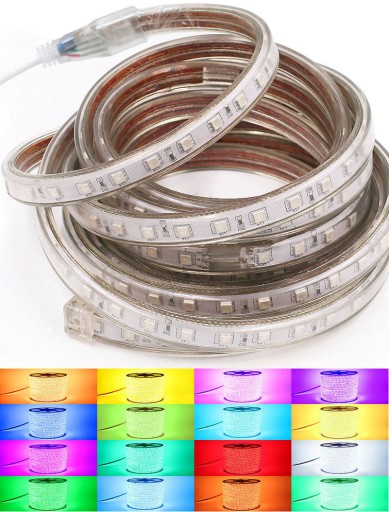 RGB LED pásik 230V 5050 1M Vodotesný hadicový pás