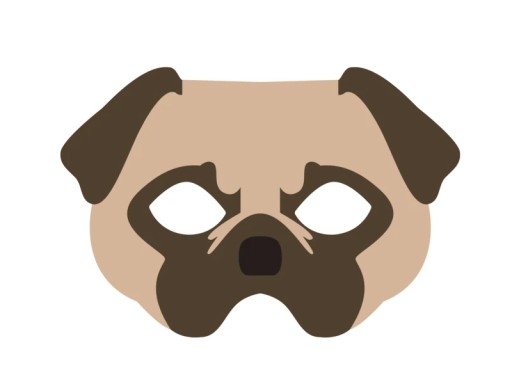 PSA MASKA, KOSTÝM PSA, HNEDÁ PLST
