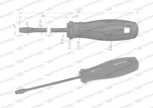 Plochý skrutkovač 6 x 125 mm. SVCM oceľ. Waryński