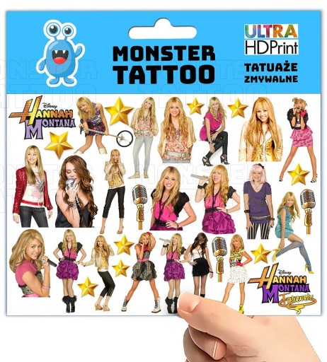 UMÝVAJÚCE DOČASNÉ TETOVANIE PRE DETI HANNAH MONTANA ORIGINÁLNE DIZAJNY