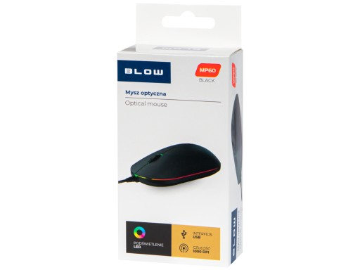 MYŠ HERNÁ MYŠ KÁBLOVÁ OPTICKÁ LED RGB 1000 DPI USB
