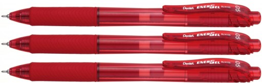 Červená automatická jemná ceruzka Pentel BLN105 ENERGEL guľôčkové pero x 3 ks