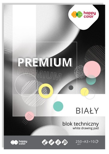PREMIUM biely technický blok A3 250g 10 listov Happy Color