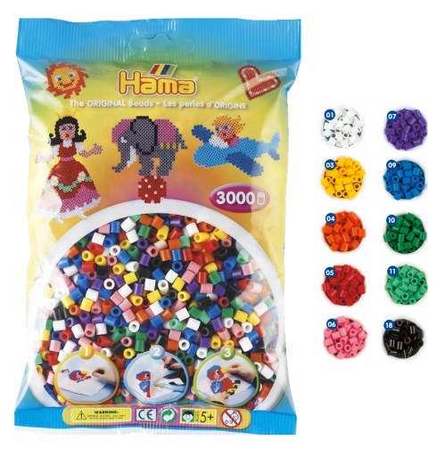 HAMA MIDI BEADS 3000 ZÁKLADNÉ FARBY 201-00
