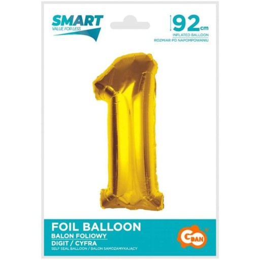 ZLATÝ METALICKÝ fóliový balón číslo 1. výročie narodenín JEDEN veľký XXL