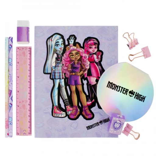 MONSTER HIGH SCHOOL DARČEKOVÝ SÚPRAVA PUZDRO NA 2 ZÁPISNÍKY PRAVIDLO CERUŽKY