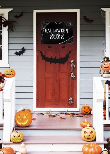 HALLOWEENSKÝ BANNER PLAKÁT so vzorom pavučiny