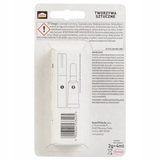 PATTEX SUPER GLUE FOR PLASTIC S.O.S 2G + AKTIVÁTOR 4ML