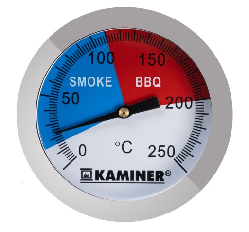 Teplomer pre udiarenský gril BBQ gril s domácou sondou 2v1 oceľ 0-250 stupňov