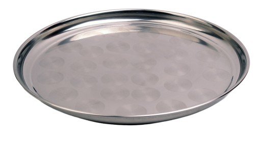 Okrúhly nerezový podnos, 25 cm, čašnícky domáci strieborný podnos