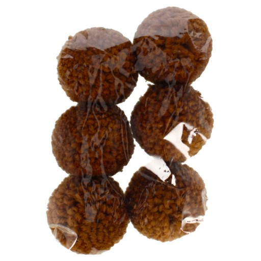 Ozdobné POMPONY 4cm vlnené hnedé 6ks