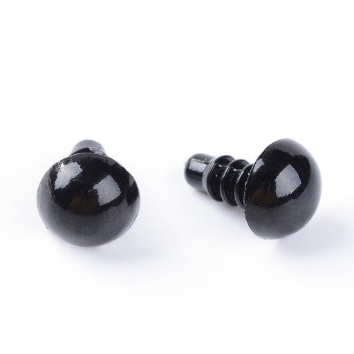 Bezpečnostné oči, plastové, bez svoriek, na hračky, čierne, 10 mm, 50 párov