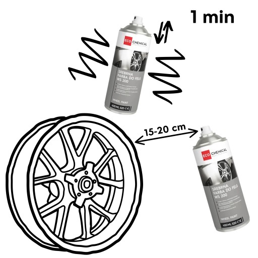 Strieborný lak na kovové ráfiky WS 200 odolný rýchloschnúci 400 ml