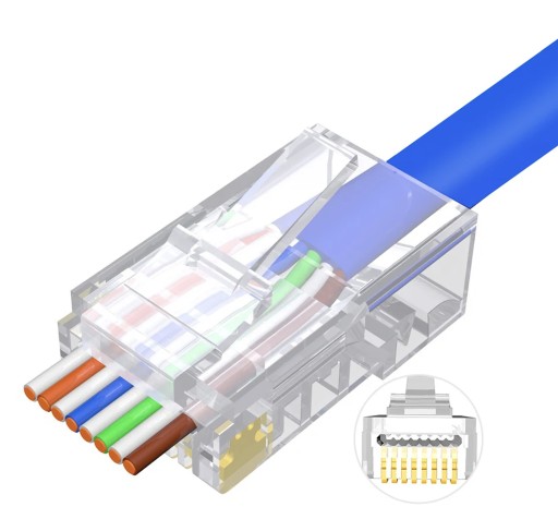 RJ45 zástrčka Pass Through RJ-45 drôt UTP CAT.5e 10 kusov