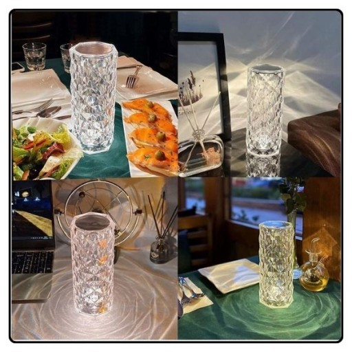 KRYŠTÁLOVÁ STOLNÁ LAMPA DOTYKOVÁ SPÁLŇA RGB DIAMANTOVÁ LED + DIAĽKOVÉ OVLÁDANIE