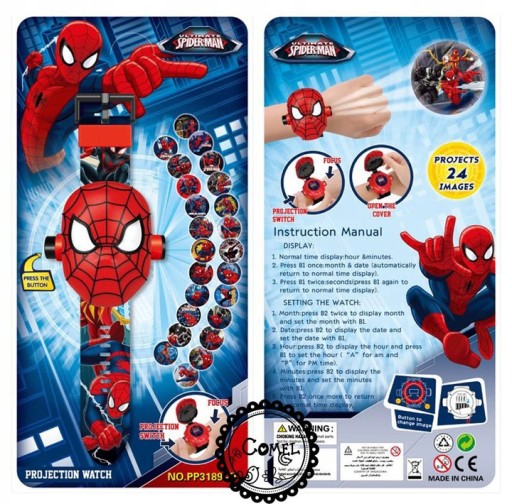 SPIDERMAN LED 3D DIGITÁLNE HODINKY s projektorom