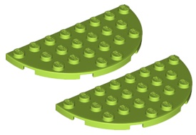 LEGO okrúhly tanier 4x8 Limetka (22888/6133225) x2