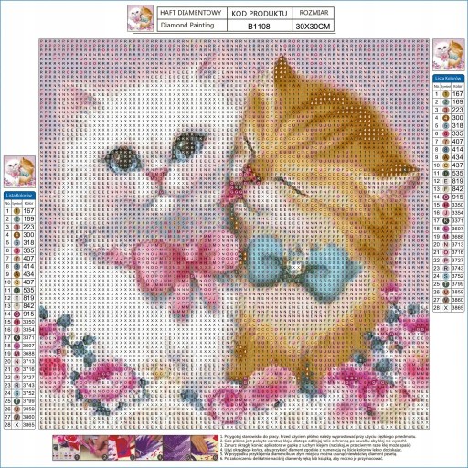 DIAMANTOVÁ MAĽBA Mačky Diamantová vyšívacia mozaika 5D ROZTOMNÉ Mačky 30x30cm