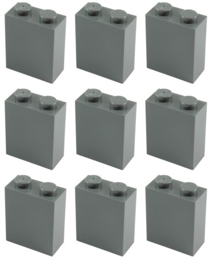 LEGO 3245c TEHLA POLE 1x2x2 sivý rez (15g) 9 ks