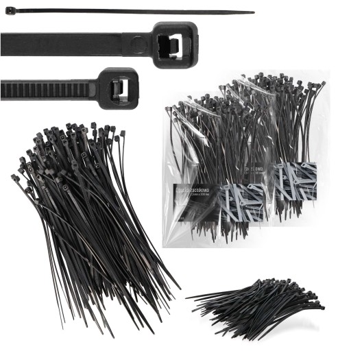 200x sťahovacie pásky Káblové pásky Zipsy 2,5 x 200 mm Silné UV sťahovacie pásky
