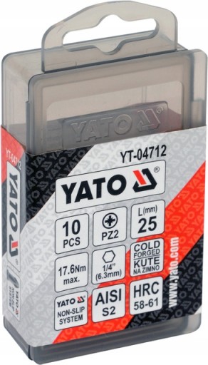 Skrutkovacie bity PZ2 x 25mm 10ks YT-04712 YATO