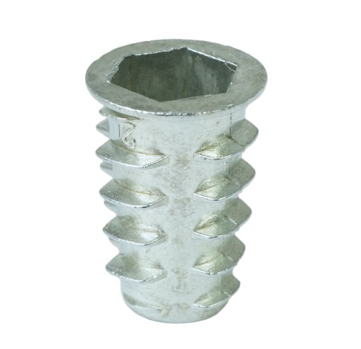 10x nástrčná oceľová nábytková vložka M10 x 25 mm skrutkovaná do dreva, typ DC