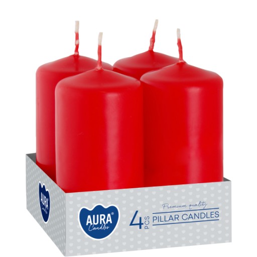 BISPOL Aura sviečka votívna 9H 8CM SW40/80 ČERVENÁ 4 ks.