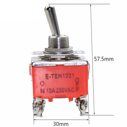 Spínač ON-OFF pákový spínač 250V 15A