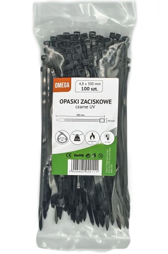 KABELOVÉ VIAZAČKY UV ČIERNA 4,8X300